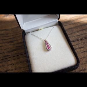 Natural ruby and diamond pendant necklace